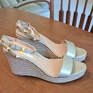 INC Gold Wedge Sandals 11